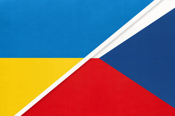 Ukraine and Czech Republic, symbol of country. Ukrainian vs Czechia national flags.