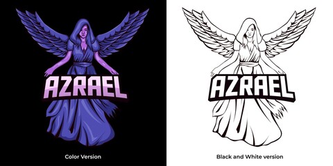 Hood Reaper glow blue color esport and sport mascot logo design with modern illustration concept for team, badge, jersey and t-shirt printing. Grim illustration on isolated background. Premium Vector