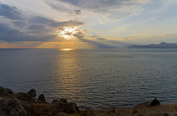 Fototapeta premium Sunset over the sea. Crimea.