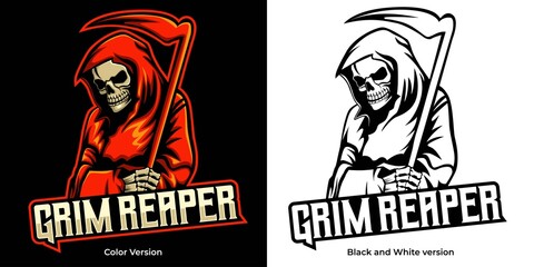 grim reaper esport logo mascot design - obrazy, fototapety, plakaty