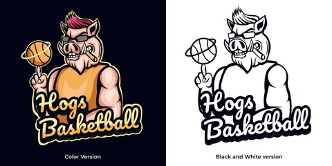 hog basketball mascot esport logo