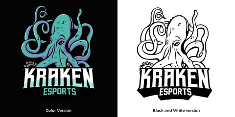 kraken esport logo mascot design