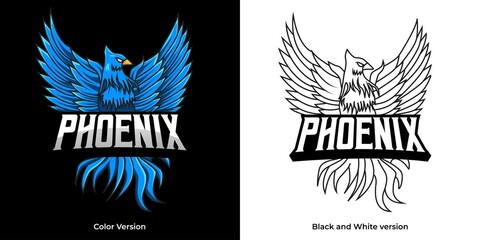 phoenix esport logo mascot design