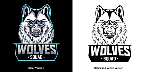 wolf head esport logo mascot design