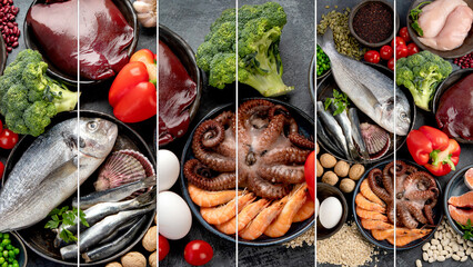 COllage of food high in zinc.