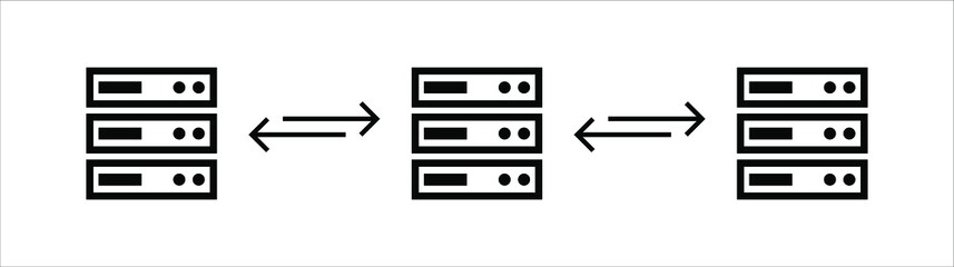 Online global server linked network system database icon design vector template. Blockchain crypto currency smart contract protocol contain cryptography hash transaction.
