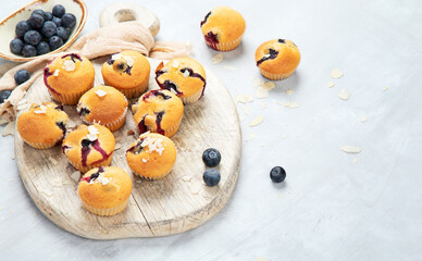 Freshly baked blueberry muffins.