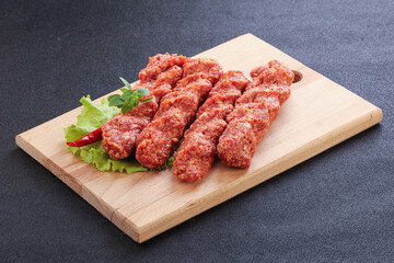 Raw beef kebab minced meat