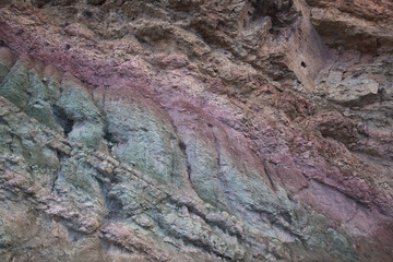 Gran Canaria, colorful unusual rock formation Fuente de los Azulejos in Mogan municipality in south west of the island
