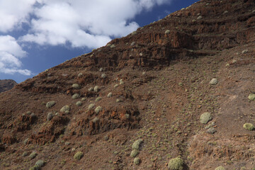 Gran Canaria, landscapes along the route Tasartico - Playa de Guigui beach in south west of the island
