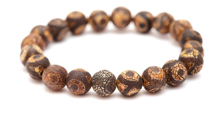 Tibetan style agate beads bracelet isolated on white background 
