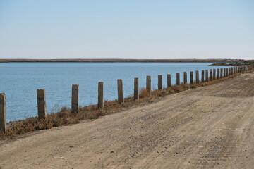 The road along the shore of the Aral Sea