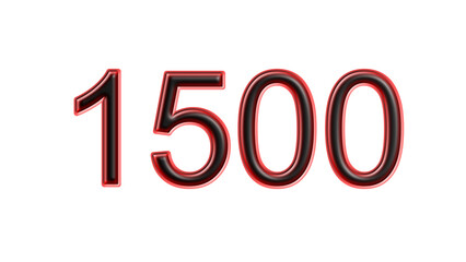 red 1500 number 3d effect white background