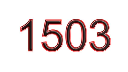 red 1503 number 3d effect white background