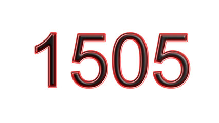 red 1505 number 3d effect white background