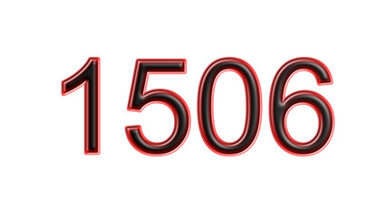 red 1506 number 3d effect white background