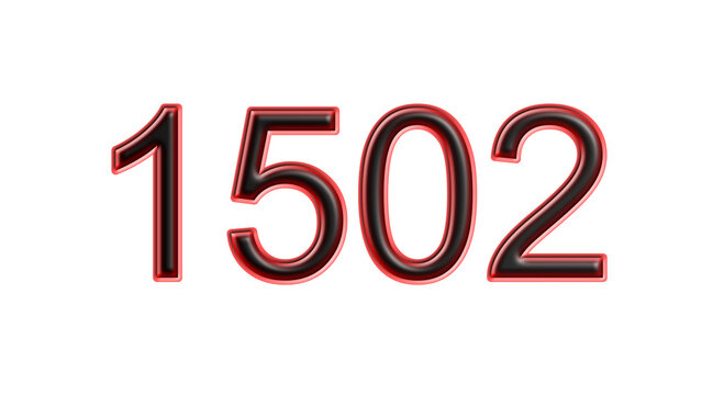red 1502 number 3d effect white background