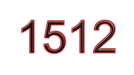 red 1512 number 3d effect white background