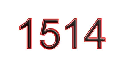 red 1514 number 3d effect white background