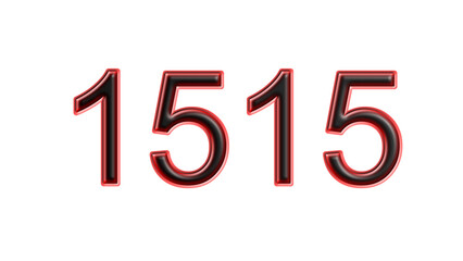 red 1515 number 3d effect white background