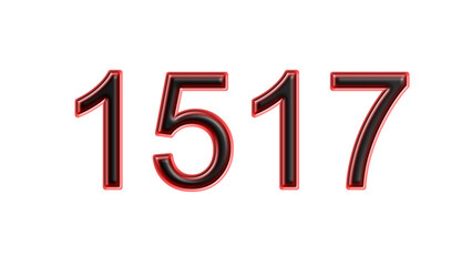 red 1517 number 3d effect white background