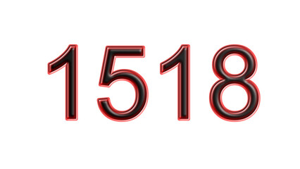 red 1518 number 3d effect white background
