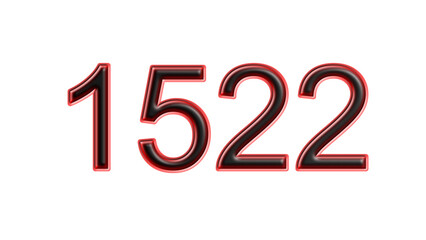 red 1522 number 3d effect white background
