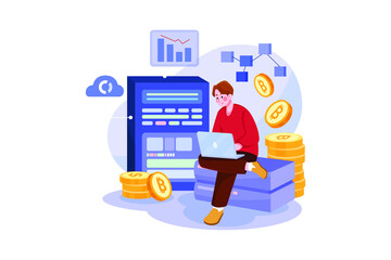 Blockchain Platform Mainnet Illustration concept. Flat illustration isolated on white background.