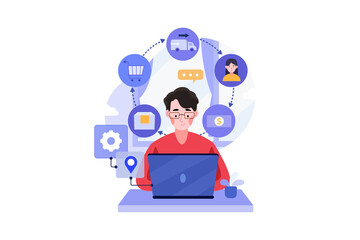 Blockchain Supply Chain Illustration concept. Flat illustration isolated on white background.