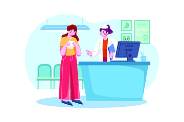 Hospital Receptionist Consulting With The Patient