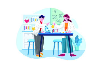 Medical research team working on lab illustration concept