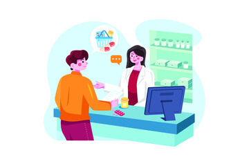 Customer Purchasing Medicine From The Pharmacy