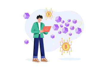 Blockchain Technology Illustration concept. Flat illustration isolated on white background.