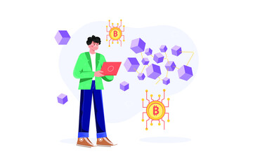 Blockchain Technology Illustration concept. Flat illustration isolated on white background.