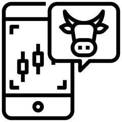 BULL MARKET line icon,linear,outline,graphic,illustration