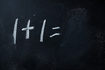 math simple equation on chalk board