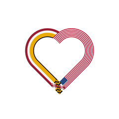 heart ribbon icon of maryland and united states flags. vector illustration isolated on white background	 - obrazy, fototapety, plakaty