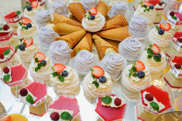 Candy bar on a wedding reception.