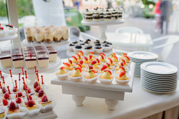 Candy bar on a wedding reception.