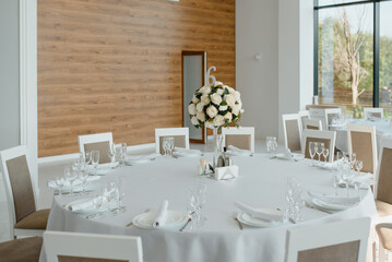 Artificial flowers decoration on a wedding reception