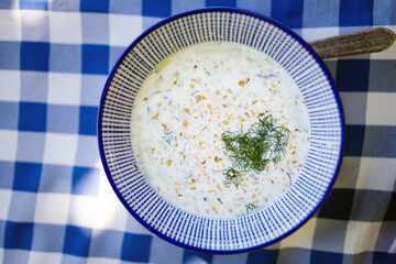 Delicious bulgarian food tarator in restaurant