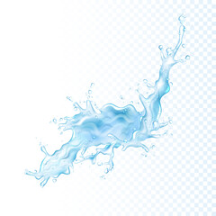 Transparent realistic water splash, isolated.	