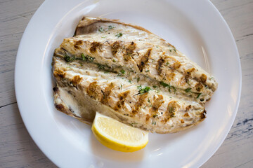 Delicious bulgarian food grilled mackerel