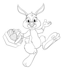Easter Bunny Cartoon Rabbit With Eggs Basket