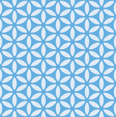 Japanese Star Petal Flower Vector Seamless Pattern