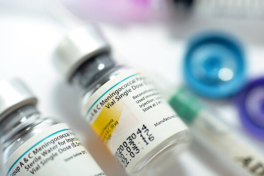 Cairo, Egypt, November 27 2021: Purified polysaccharide of Neisseria Meningitides serogroup A and B single dose with its diluent sterile water for subcutaneous injection for meningococcal prevention
