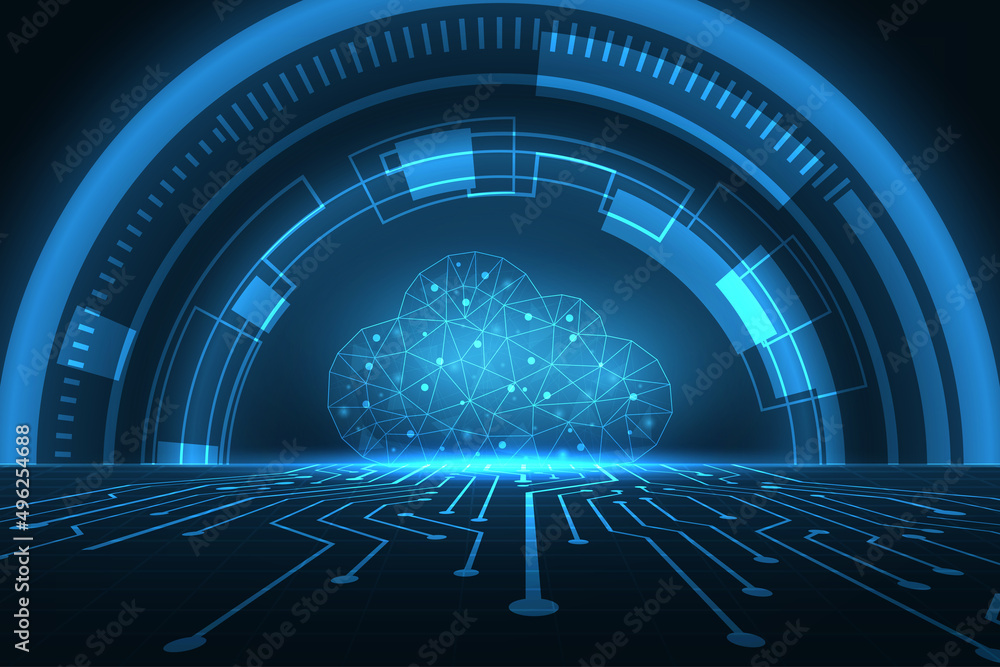 Poster vector data cloud strage network from lines.abstract technology background.
