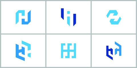 Set of creative lettermark monogram letter h logo design template.