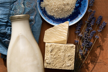 Homemade laundry, Marseille grated soap, DIY, do it yourself, zero waste, eco friendly, natural product for wash and cleaning with lavender