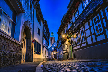 Marktkirche Goslar bei Nacht - obrazy, fototapety, plakaty